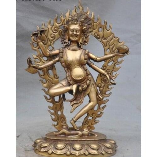 Tibet Buddhism brass 4 Arms Vajrayogini Vajravarahi Dakini Goddess Buddha statue
