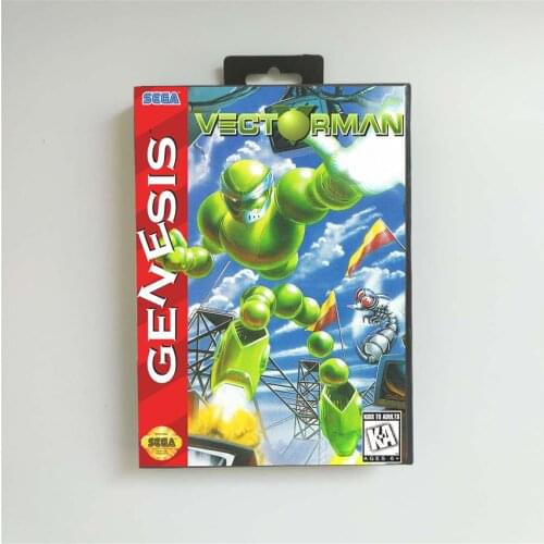 Vectorman - USA Cover With Retail Box 16 Bit MD Game Card for Sega Megadrive Genesis Video Game Console