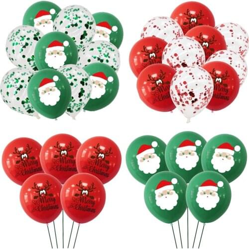 10pcs Santa Claus Xmas Tree Latex Balloon Confetti Air Ballons Merry Christmas Party Balloon Kids Birthday Party Supplies