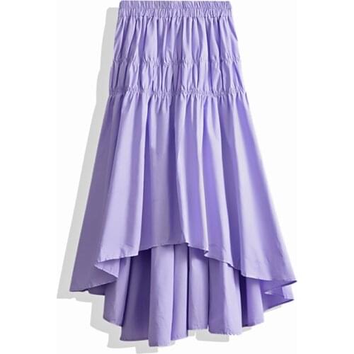 Purple Black White Elegant Fashion Womens Skirt Spring Summer Korean Ladies Chic High Waist Midi Long Skirts Female Casual Skirt