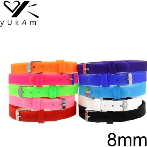 YUKAM Keeper Jewelry 8MM Women Girls Black Blue Silicone Wristbands Strap Rubber Bands Bracelets for DIY Baby Kids Slide Charms