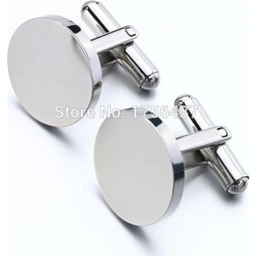 Mens jewelry 316L stainless steel cufflinks Round&square shape business cuff links blank cufflinks Wedding Party Gift for men