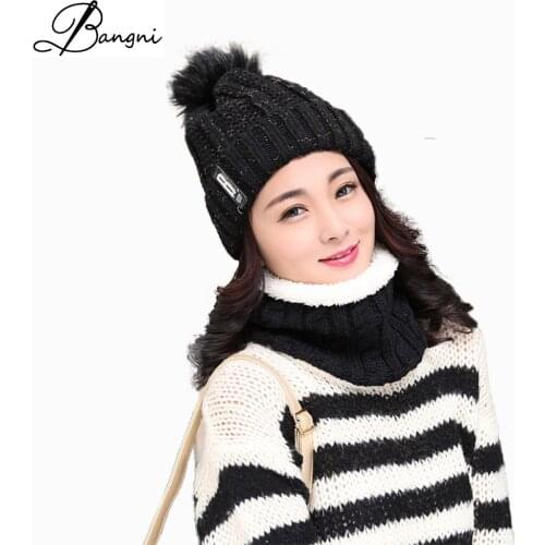 Womens Winter Hat Fur Pompom Caps Bonnet Femme Beanie Ski Skating Caps Girls Wool Pom Pom Knitted Hats Female Skullies Beanies