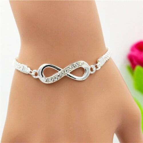 Women chain rhinestone pendant bracelet silver plated chain bracelet for women crystal pendant charm jewelry gifts