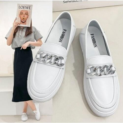 2021 Woman Shoe Slip-on Round Toe British Style Modis Loafers With Fur All-Match Female Footwear Slip On Summer Preppy Moccasi