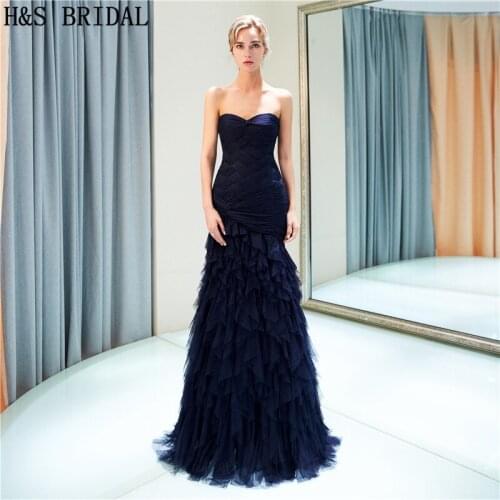 H&S BRIDAL Sweetheart formal evening dresses Mermaid Evening Gown Navy Blue women evening dress vestido de festa longo