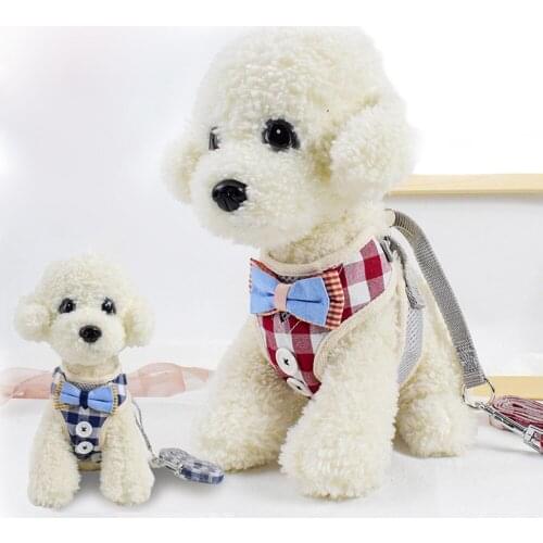 Dog Cat Adjustable Bow Harness Vest Walking Lead Leash For Puppy Dogs Collar Breathable Mesh Chest Strap For Small Dog Cat Pet