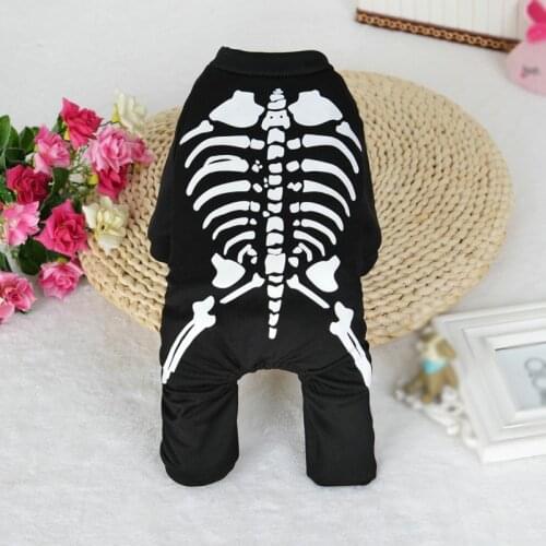 Winter Warm Dog Clothes Skeleton Printed Pet Halloween Cosplay Pet Four-legged Costumes for Chihuahua French Bulldog