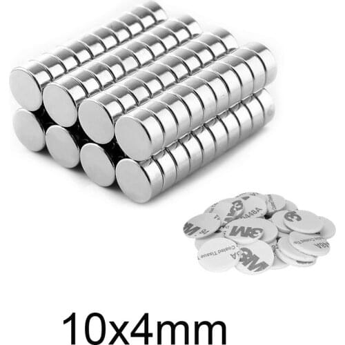 10~200PCS 10x4mm Disc Strong Magnets With 3M Double Glue Tape 10x4 Small Round Neodymium Permanent Magnet 10*4