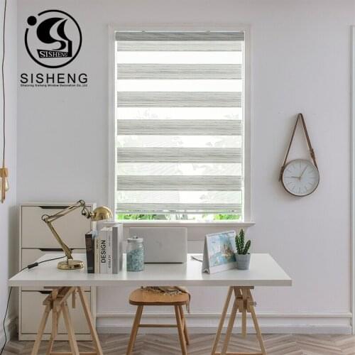 100% Polyester Window Zebra Blinds Special Pattern Manual or Motorized Control Zebra Shading Blinds