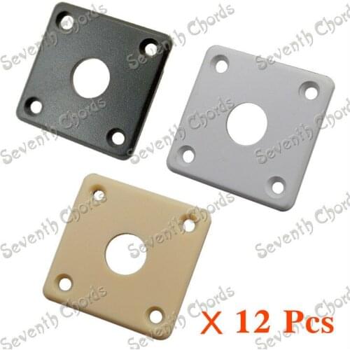 12 Pcs 3 Colour Plastic Square LP Electric Guitar Jack Plates JackPlate - Black & Cream & White