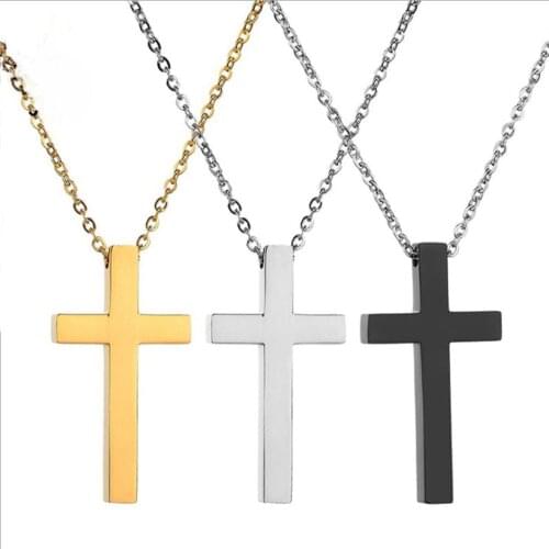 2021 New Arrival Cross Necklaces&Pendants For Male Stainless Steel Simple Jesus Religious Necklace Charming Jewelry