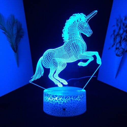 Remote 3D Lamp Unicorn Child Night Light for Kids Gift Girl Bedroom Decor Unicorn Night Lamp Colors Changing Battery Nightlight
