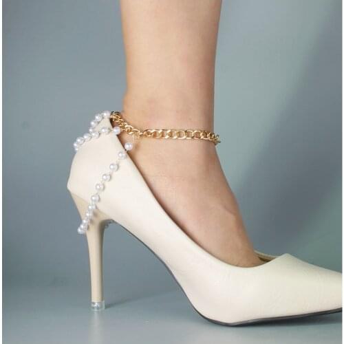 2021 Simple Multilayer Pearl Anklet For Women Fashion Punk Hip Hop Gold Color Barefoot On Leg Chain Jewelry Party Gift