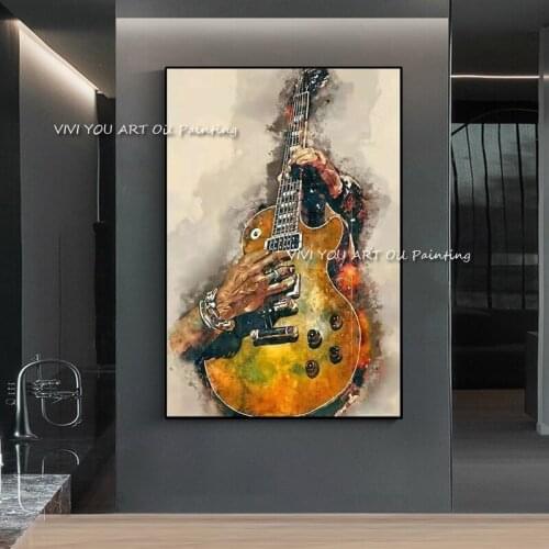 The Man Playing Guitar Pop Music Handmade Graph Abstract Modern Thick Oil Painting On Canvas Handpainted Wall Art Home Decor