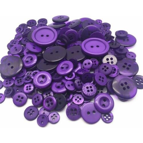 100g/pack Mixed Purple Color Resin Assorted Buttons Arts Crafts For Scrapbooking Sewing DIY Embellishments 9-20mm
