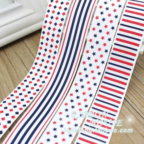 2.5CM 1" Red Navy blue Stripes Grosgrain Ribbon Wedding Christmas Decorative DIY Handmade Clothing Accessories ( 2 meter/lot )