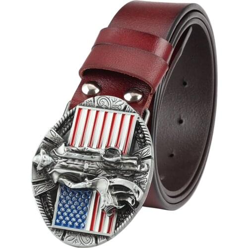 Cowboy belt buckle genuine Leisure decoration leather belt