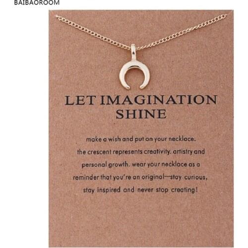 12pcs Fashion Jewelry Let Imagination Shine Crescent Card Moon Choker Necklace Women