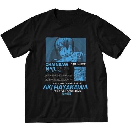 Chainsaw Man Tshirts Men Streetwear Tee Tops 100% Cotton T Shirts Short Sleeve Harajuku Anime Manga Aki Hayakawa T-shirts Gift