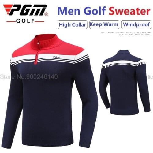 Pgm Men Knitted Golf Sweater Long Sleeves Outdoor Leisure Sports Sweater T-Shirt Male Keep Warm Soft Autumn Winter Golf Clothing