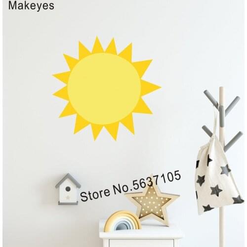 Makeyes Happy Sun Wall Sticker Nursery Peel Wall Decals Kids Rooms Wall Decoration Cute Sunny Wallpaper Children Wall Decor Q514