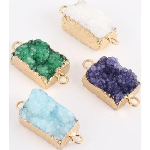 Irregular two hole Nature Stone Pendant DIY Necklace Bracelet Girl Gift