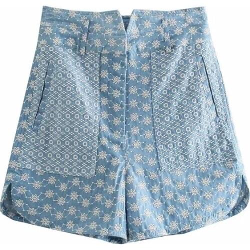 Za New Spring Autumn Women Shorts Simple Style Sexy Short Pants Hight Waist Embroidery Shorts Casual OL Pants XITIMEAO