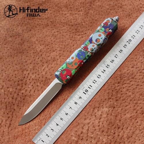 Hifinder skull version Knife Blade:D2,Handle:6061-T6Aluminum survival outdoor EDC hunt Tactical tool dinner kitchen knife