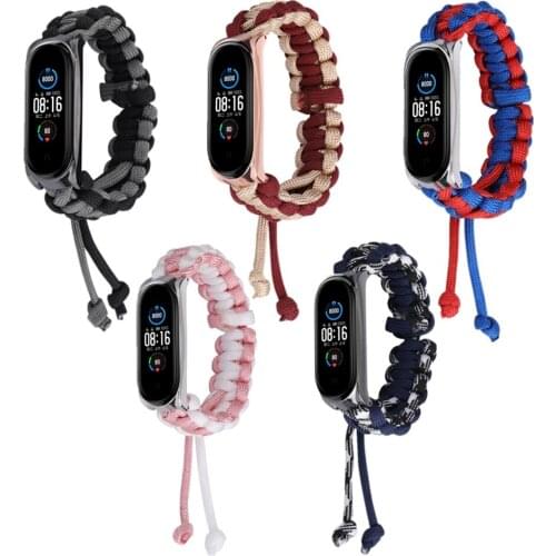 Braided straps for Xiaomi 5/4/3 fabric umbrella rope bracelet For Mi Band 4 strap wristband nylon strap For Mi Band 5 bracelet