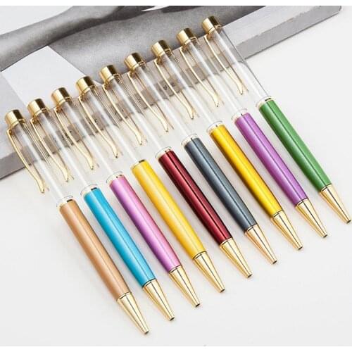 Empty customizable Tube pens Cute New design Metal Crystal Pen Ballpoint Pens With no gold Foil pen SN247