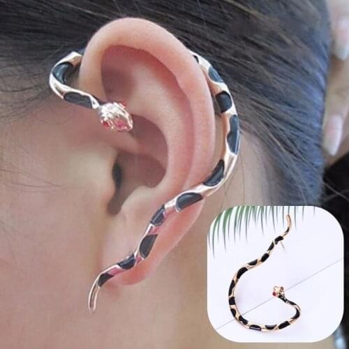 1Pc Fashion Punk Style Twining Red Eyes Snake Shape Earrings Stud Cuff Earrings For Women Style Jewelry