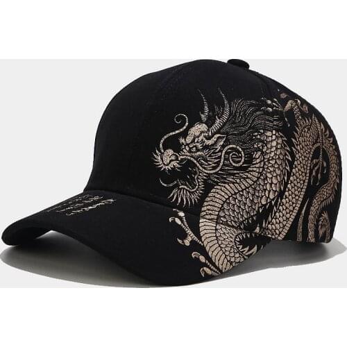 Chic Chinese Style Dragon Design Pattern Baseball Cap 100% Cotton Outdoor Caps Gorras Para Hombre Mens Trucker Cap 2021
