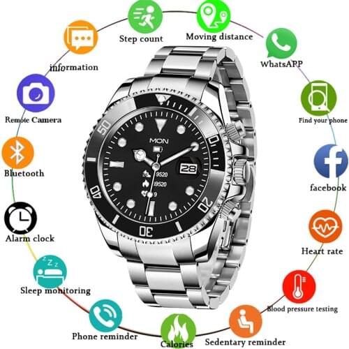 LIGE Smart Watch Men SmartWatch Full Touch Screen Bluetooth Call Music Player For Android IOS Waterproof Fitness Watches Mens