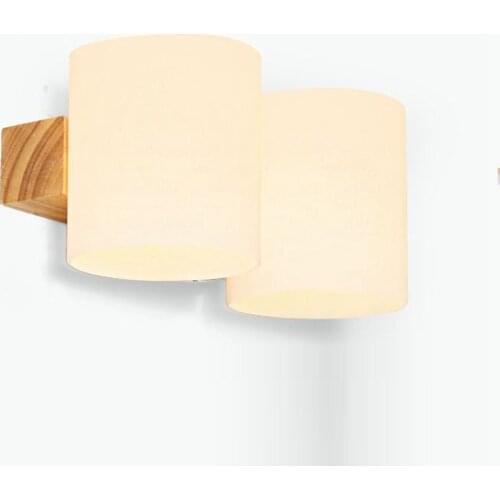 Modern Wooden Glass Cylinder Bedroom Bedsides Wall Lamp Bathroom Mirror Front Corridor Balcony Hallway Wall Lighting Fixtures