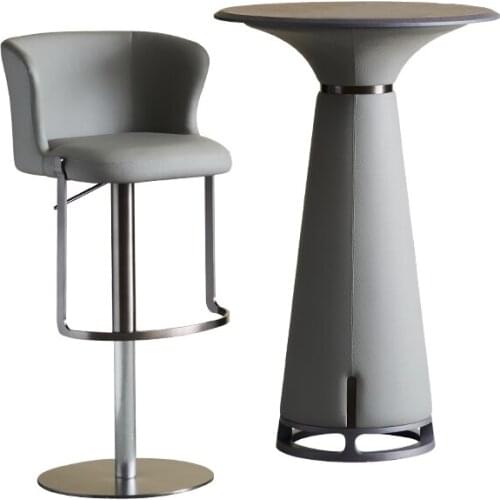 Light luxury high foot small bar counter bar chair living room household modern simple art designer senior grey