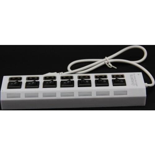 USB Hub 2.0 Multi USB Splitter Hub Use Power Adapter 7 Port Multiple Expander 2.0 USB Hub with Switch for PC