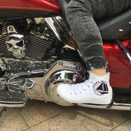 Wen Original Design Sailing Helm Anchor Travel Adventures High Top White Canvas Sneakers Men Women Plimsolls Gym Shoes