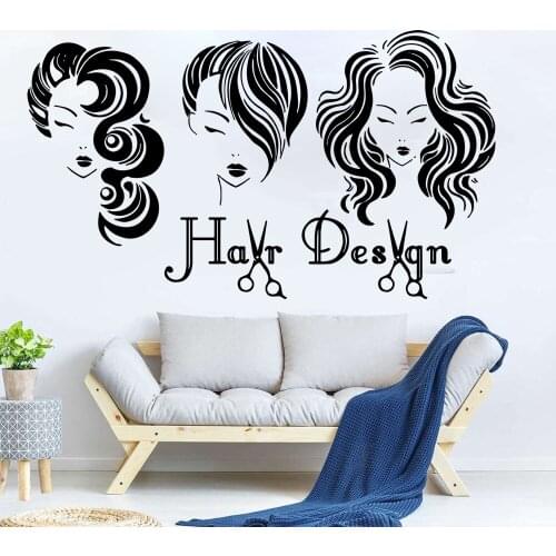 Beauty Hair Design Salon Wall Decal Makeup Haircut Salon Scissor Comb Beauty Decor Window Wall Sticker Vinyl