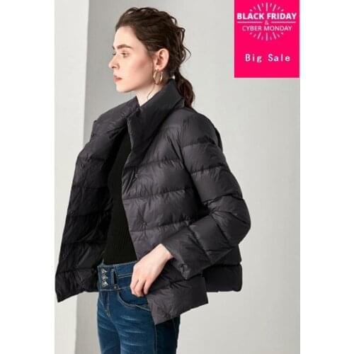 Winter fashion brand single breasted stand collar duck down coat female elegant stitching short warm down parkas wq231 dropship