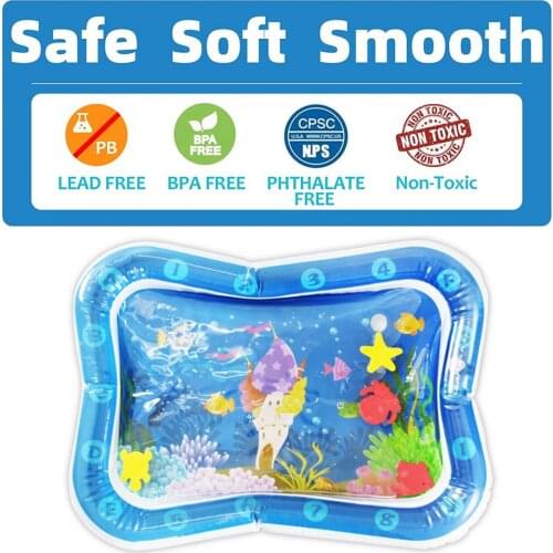 1pcs Babies Tummy Time Baby Water Play Mat PVC Inflatable Toy Mat-Baby Inflatable Mat Soft Toddler Water Mat Portable Play Mat