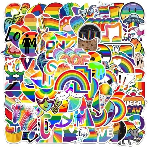 10/30/50Pcs Rainbow Series Couples Graffiti Waterproof Stickers Motorcycle Bicycle Helmet Motor Joke Kid Classic Toy Gifts
