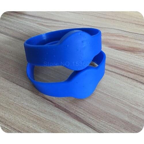 100PCS 13.56Mhz RFID Wristband 1K Proximity Waterproof NFC Silicone Watch Bracelet for Access Control (Blue color)