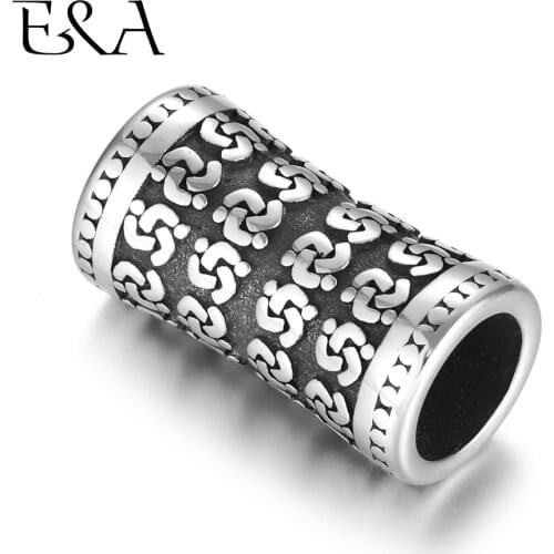 2pcs Stainless Steel Tube Beads Big Large Hole 8mm Slider Charm DIY Men Leather Cord Bracelet Making Jewelry Accessories Finding