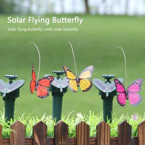 3pcs Solar Power Dancing Flying Butterfly Lawn Fluttering Butterfy Colorful Vibration Hummingbird Outdoor Garden Decoration