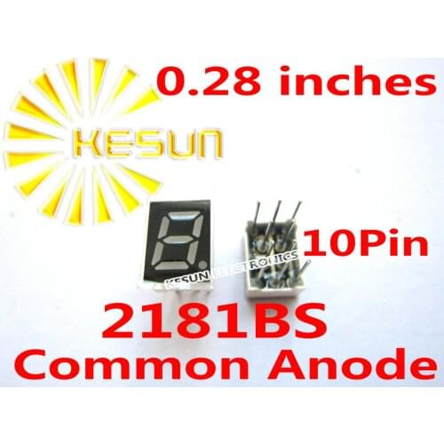 5PCS x 0.28 inches Red 2181AS 2181BS 10Pin Common Anode/Cathode Single Digital Tube LED Display Module