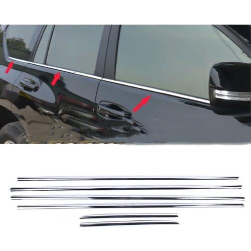 6pcs Stainless Car Window Trims Penals For Toyota Land Cruiser 200 Accessories 2008-2020
