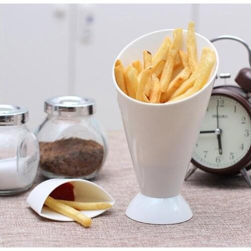 Auto Stand 2 In 1 French Fry Cone With Dipping Potato Cup Table Tool French Fries Potato Chips Cone Cups Holder Kitchen Tools