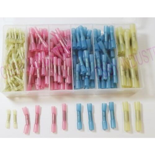 Freeshipping 264pcsBHT 0.5 BHT 1.25 BHT2 5 Heat Shrink Butt Splice Wire Connectors Cable Crimp Terminal 26-10AWG(0.25-6.0mm2)