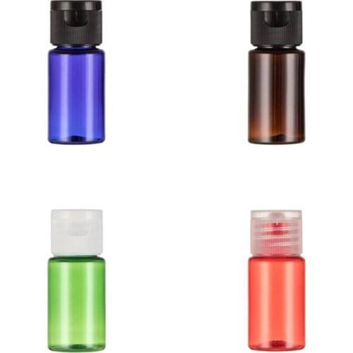 50pcs10ml empty shampoo plastic travel bottles with flip top cap,refillable travel shampoo packaging PET bottles